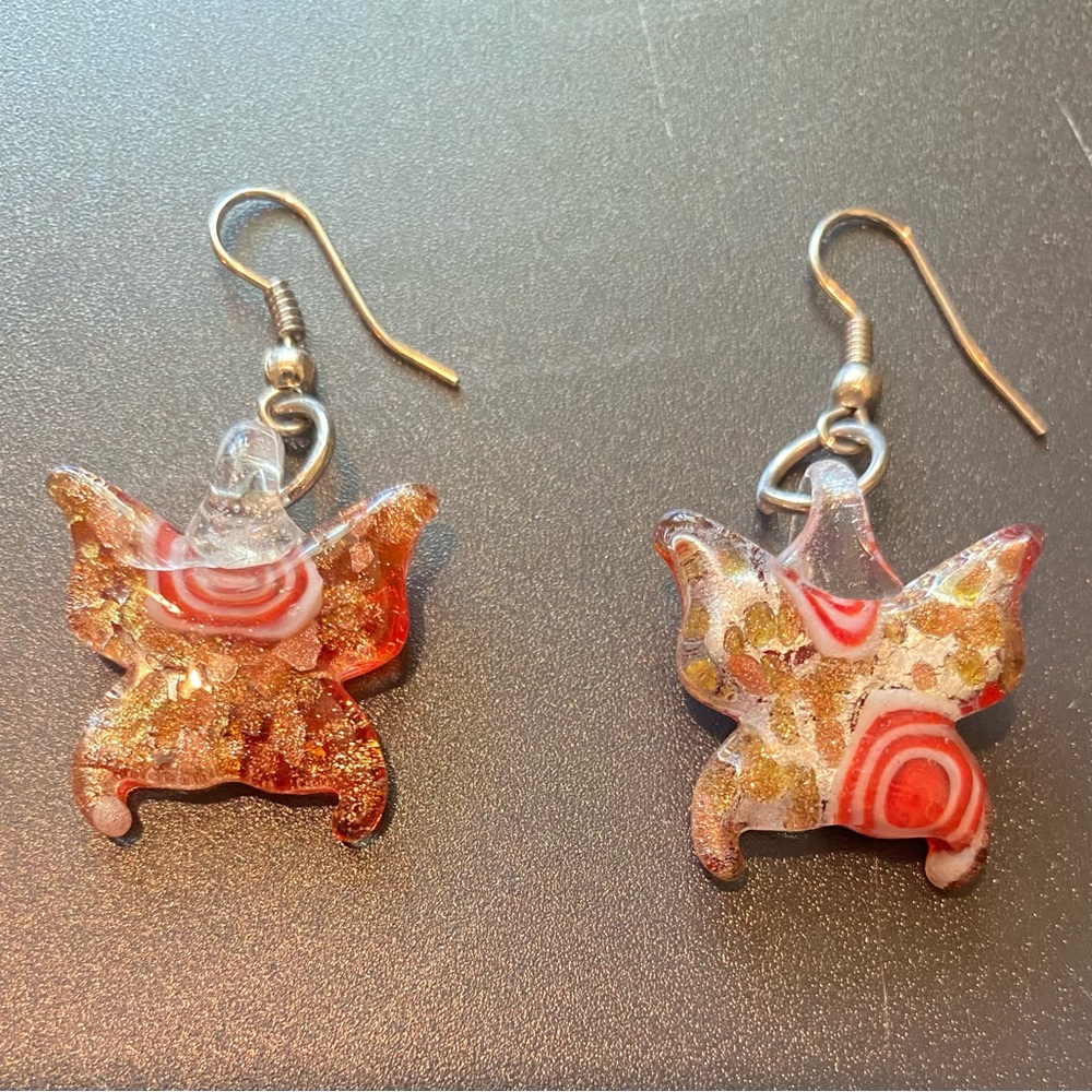 Elegant Glass Butterfly Earrings